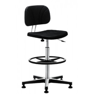 https://www.techni-contact.ovh/ressources/images/produits/merchandising/siege-d-atelier-antistatique-a-dossier-reglable-3822523-1.jpg - Platine fixe - Hauteur d'assise : 380 à 780 mm - Piètement : patins ou roulettes