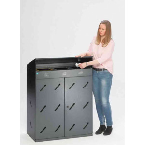 https://www.techni-contact.ovh/ressources/images/produits/merchandising/station-tri-selectif-3-compartiments-300-l-97461311-1.jpg - 3 compartiments - Contenance : 300 L -  En tôle acier galvanisé – Argent antique ou Mica de fer