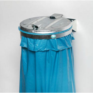 https://www.techni-contact.ovh/ressources/images/produits/merchandising/support-sac-poubelle-galvanise-mural-avec-couvercle-78974773-1.jpg - Capacité : 120 L - Sans ou avec couvercle acier - Fixation murale
