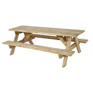 https://www.techni-contact.ovh/ressources/images/produits/merchandising/table-de-pique-nique-en-bois-7517295-1.jpg - Pin traité classe IV ou Robinier - L.1800 ou 2000 x P.1500 x H.750 mm - A poser ou sceller 
