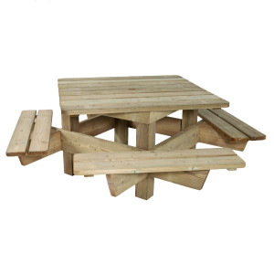 https://www.techni-contact.ovh/ressources/images/produits/merchandising/table-de-pique-nique-en-plein-air-en-pin-887486-1.jpg - Pin traité classe IV - L.2000 x P.2000 x H.750 mm - A sceller 