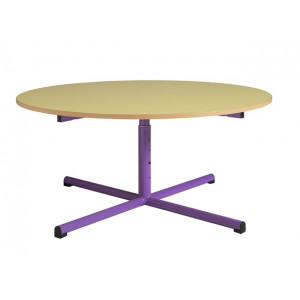 https://www.techni-contact.ovh/ressources/images/produits/merchandising/table-ecole-maternelle-ronde-12062742-1.jpg - Réglable en tailles 1 à 4 - Plateau rond : Ø 120 cm - Piètement central
