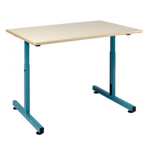 https://www.techni-contact.ovh/ressources/images/produits/merchandising/table-handicape-scolaire-16168087-1.jpg - Plateau : bois mélaminé ou stratifié - Dimensions : L.90 x P.65 cm