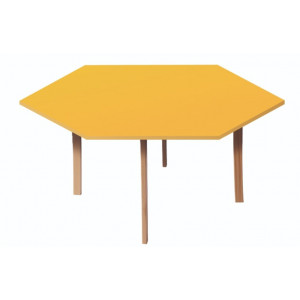 https://www.techni-contact.ovh/ressources/images/produits/merchandising/table-hexagonale-en-bois-diametre-160-17757799-1.jpg - Diamètre : 1600 mm - Taille 6 - Plateau mélaminé - Structure hêtre massif