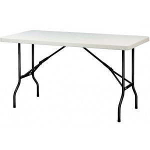 https://www.techni-contact.ovh/ressources/images/produits/merchandising/table-polyethylene-pliante-14347309-1.jpg - Longueur : 1530 à 2440 mm - Haut x larg : 740 x 760 mm - Plateau monobloc en polyéthylène haute
densité