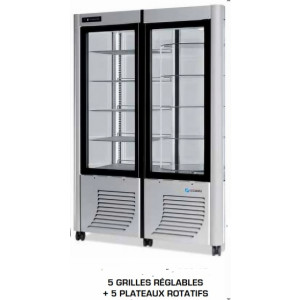 https://www.techni-contact.ovh/ressources/images/produits/merchandising/vitrine-double-d-exposition-patisserie-4-faces-vitrees-800-l-5-plateaux-rotatifs-5-grilles-reglables-refrigeration-ventilee-2-c-10-c-75394329-1.jpg - 4 faces vitrées - 5 plateaux rotatifs + 5 grilles réglables – Réfrigération ventilée +2°C / +10°C
