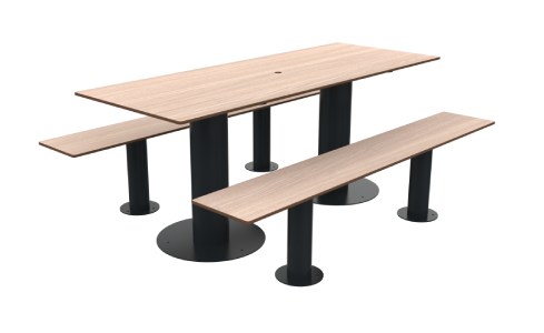 Anthracite / Chêne clair - Trou de parasol - 8 Places