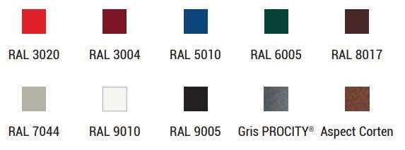 Acier peint sur zinc selon nos coloris en monochrome ou bicolore