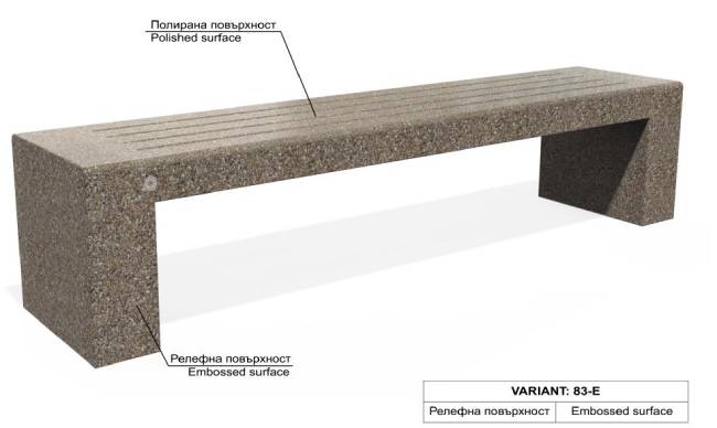 E: Assise agrégat poli - Côtés agrégat en relief