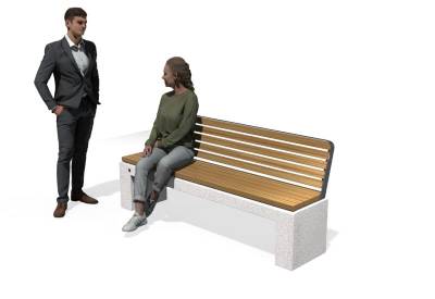 PR:  Assise et dossier en bois écologique Re s y s t a ®, agrégat poli