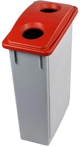 Corbeille et couvercle ouverture <br> Rouge