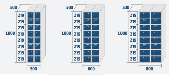 16 casiers (2 colonnes)