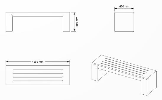 Schéma : E: Assise Polie, côtés agrégat en relief