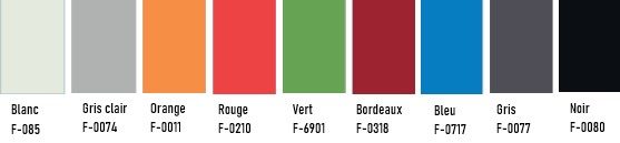 Nuancier (Coloris à préciser lors de la commande)