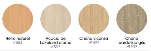 Couleurs structure mélaminé standards<br>Autres coloris disponibles sur demande