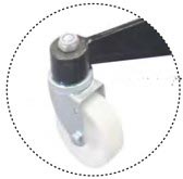 4 roues pivotantes à 360º en PA <br>haute résistance facilitant la mobilité