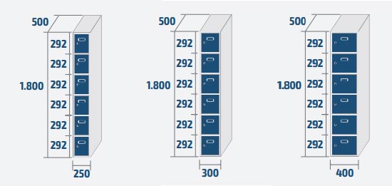 6 casiers (1 colonne)