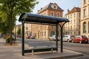 Abri bus vitré avec banc métallique - Longueur 2,8 m - Profondeur 1,47 m - Avec toiture arrondie