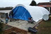 Abri de chantier gonflable - Dim. L450 à 600 x l600 à 1115 x H210 à 320 cm