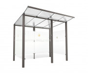 Abri fumeur en acier - L.2500 ou 5000 mm - P.2000 mm - Scellement direct