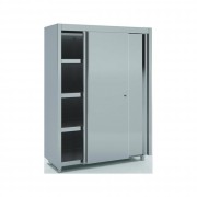 Armoire haute de cuisine en inox - Portes coulissantes ou battantes - L.600 mm à 1600 mm - P 600 x H 1900 mm