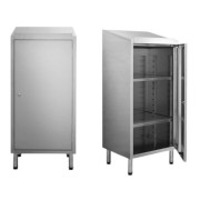 Armoire pupitre inox - 2 étagères - L 500 x P 400 x H1170 mm