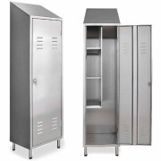 Armoire range balais inox - 3 étagères - L 600 x P 500 x H 2160 mm