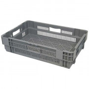 Bac plastique gerbable et emboîtable - Parois ajourées - Gris - 600 x 400 x H.140 à 320 mm - 26 à 60 L