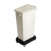 Bac alimentaire mobile en plastique avec chariot - Couvercle - Capacité : 60 ou 80L - L.680 x l.330 x H.710 ou 890 mm - Blanc