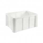 Bac alimentaire en plastique - Coins arrondis - Fond lisse ou nervuré renforcé - Capacité : 140L - L.800 x l.600 x H.405 à 550 mm - Blanc