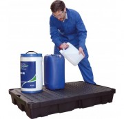 Bac de rétention petit contenant - En polyéthylène - 10 à 100 L - Avec ou sans Caillebotis 