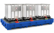 Bac de rétention 3 IBC - Capacité 1000 L - Charge 6000 kg - Dim. L3640 x P1800 x H450 mm