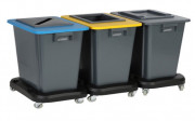Bac de tri sélectif 3 bacs 60 L sur roulettes