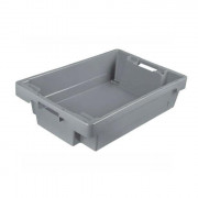 Bac gerbable emboîtable en plastique - Parois et fond fermés - 25 à 76L - L.600 x l.400 x H. de 150 à 400 mm - Gris