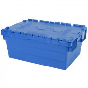 Bac navette polypropylène avec couvercle - Volume : 44 L - 600 x 400 x H250 mm - Bleu