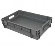 Bac plastique gerbable et emboîtable - Parois fermés - Gris - 600 x 400 x H.140 à 320 mm - 26 à 60 L