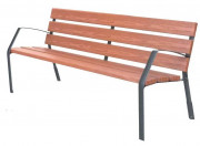Banc avec accoudoirs pour espaces publics - 6 lames en bois technique - L.1800 mm x H.787 mm
