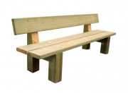 Banc bois campagnard en pin - L.2000 mm - H. assise : 425 mm - Pin traité autoclave classe 4 -  Sans ou avec accoudoirs - A sceller ou à poser