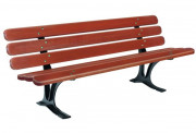 Banc public en bois exotique et fonte SEVILLE - 6 lames arrondies - Longueur : 1800 mm
