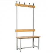 Banc pour vestiaire avec penderie - L.1000 mm à 2000 mm - 4 à 18 patères - Simple ou double face