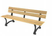Banc en acier et bois - 3 places - Structure métal anthracite - L.1800 x P.603 x H.756 mm