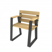 Fauteuil en acier et bois - Accoudoirs EHPAD - 1 place - L.705 x P.569 x H.863 mm