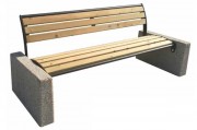Banc en bois avec accoudoir béton