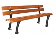 Banc public en bois exotique et fonte BURGOS - 5 lames - Longueur : 1800 ou 2000 mm