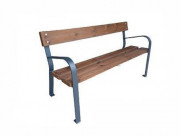 Banc public 3 lames en bois traité autoclave classe 4 - L 1950 mm x P 600 mm x H 800 mm - Pieds en acier