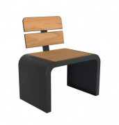 Chaise en acier et compact HPL – 1 place - Effet lames - Structure anthracite - L.700 x P.520 x H.800 mm - Coloris au choix