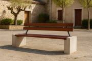 Banc public en béton avec assise bois - Dimension : 200/220 x 43 x80 cm