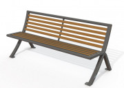 Banc public lames stratifié compact aspect Teck - Longueur : 1752 mm