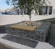 Banc tour d'arbre gabion