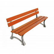 Banc urbain 5 lames en bois - Longueur : 1800 mm - Hauteur d'assise : 435 mm - Sur platines
